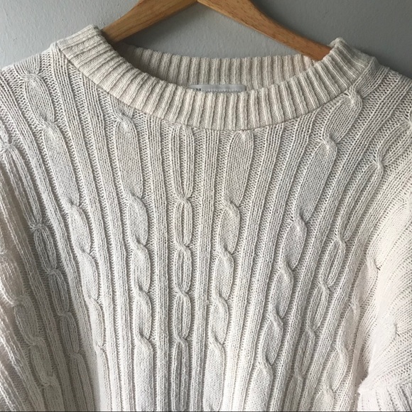 Vintage Cable Knit Crewneck Sweater Ivory - Picture 2 of 7